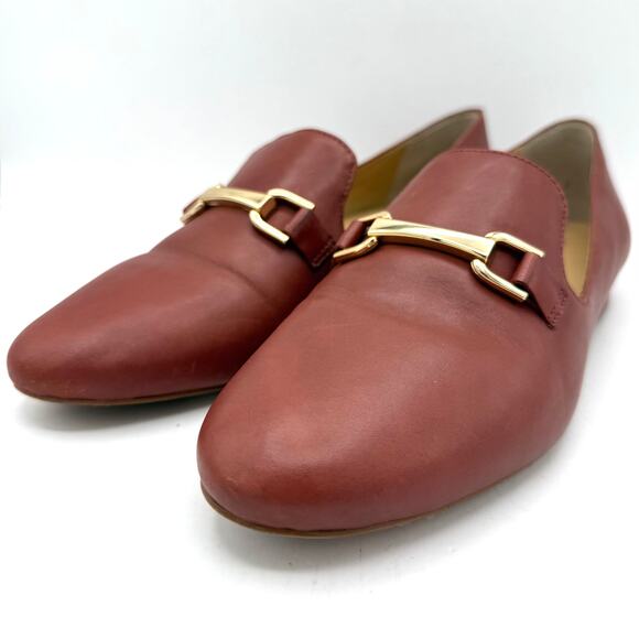 Talbots Women’s Cognac Leather Loafers 8.5M Horsebit Slip-On Flats AS IS - Picture 3 of 12